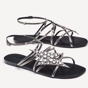 ZARA Rhinestone Lightning Detail Sandals